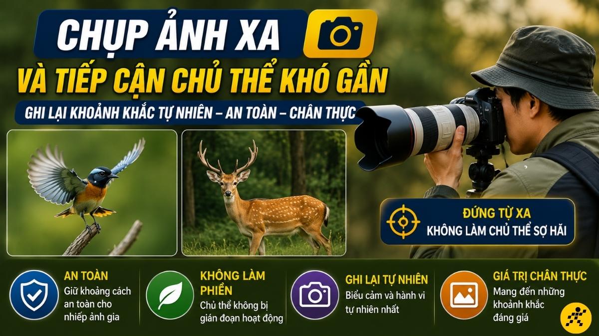 Chụp ảnh xa và tiếp cận chủ thể khó gần Chụp ảnh xa và tiếp cận chủ thể khó gần