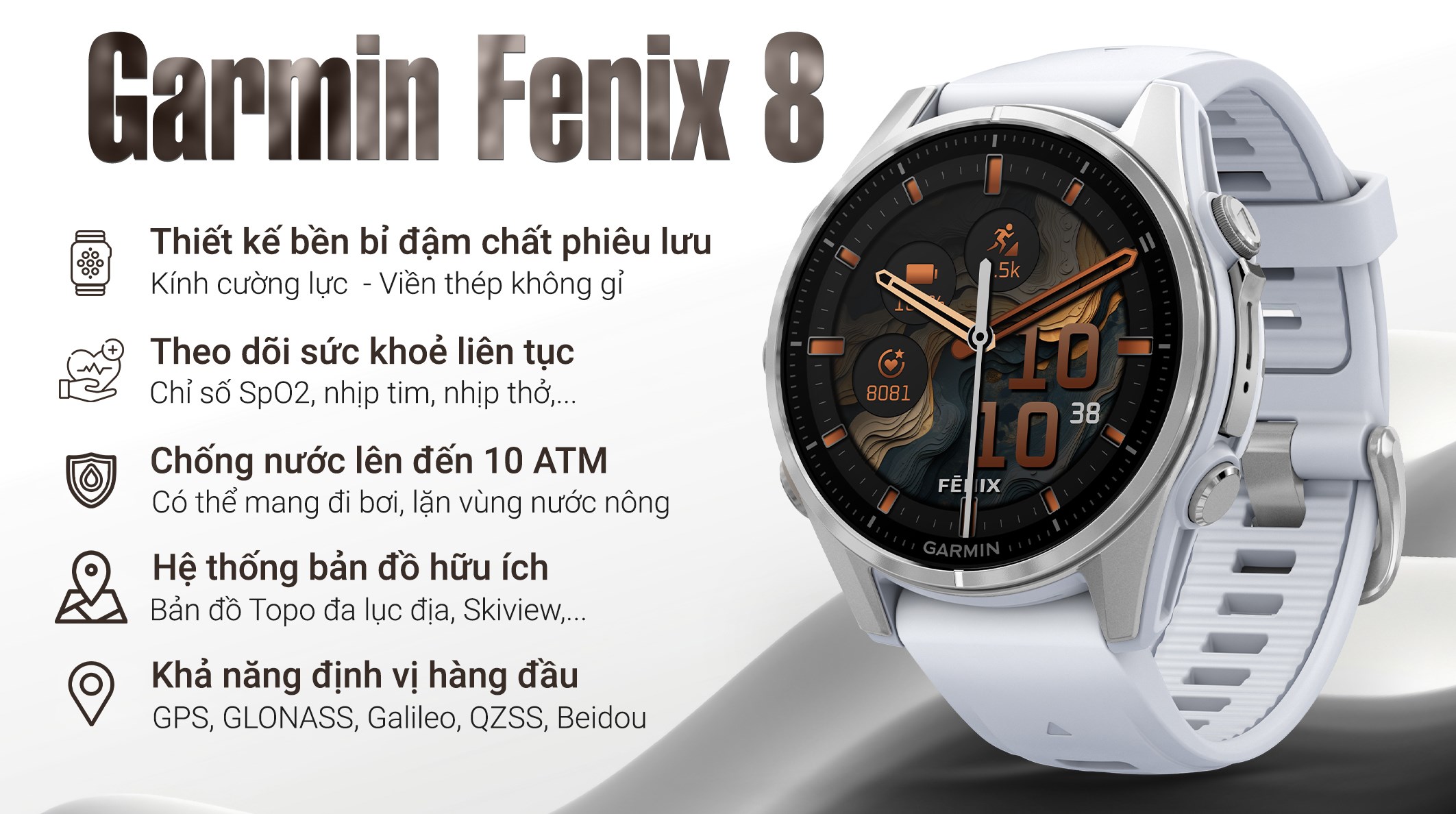 Garmin Fenix 8 được thiết kế mặt tròn truyền thống Garmin Fenix 8 được thiết kế mặt tròn truyền thống