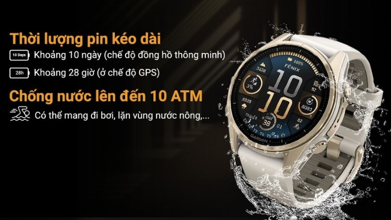 Garmin Fenix 8 có kết cấu pin lớn phối hợp công nghệ sạc thông minh chạy nền Garmin Fenix 8 có kết cấu pin lớn phối hợp công nghệ sạc thông minh chạy nền