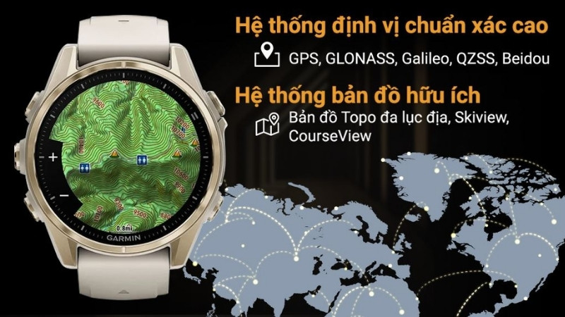 T&iacute;nh năng vẽ dải cung đường chạy bộ địa h&igrave;nh của Garmin Feenix 8 chứng kiến sự ch&iacute;nh x&aacute;c vượt trội