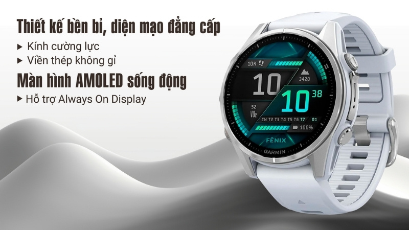 Garmin Fenix 8 được bọc khung Polymê cốt sợi viền thép không gỉ hoặc vỏ Titanium Garmin Fenix 8 được bọc khung Polymê cốt sợi viền thép không gỉ hoặc vỏ Titanium