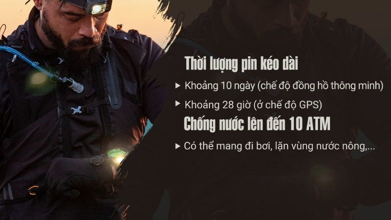 Thời lượng pin đồng hồ Garmin Fenix 8 có thể kéo dài đến khoảng 10 ngày Thời lượng pin đồng hồ Garmin Fenix 8 có thể kéo dài đến khoảng 10 ngày