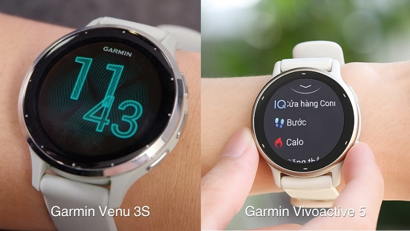 Cả Garmin Venu 3S và Garmin Vivoactive 5 cùng sở hữu màn hình cảm ứng kích thước 1.2 inch Cả Garmin Venu 3S và Garmin Vivoactive 5 cùng sở hữu màn hình cảm ứng kích thước 1.2 inch