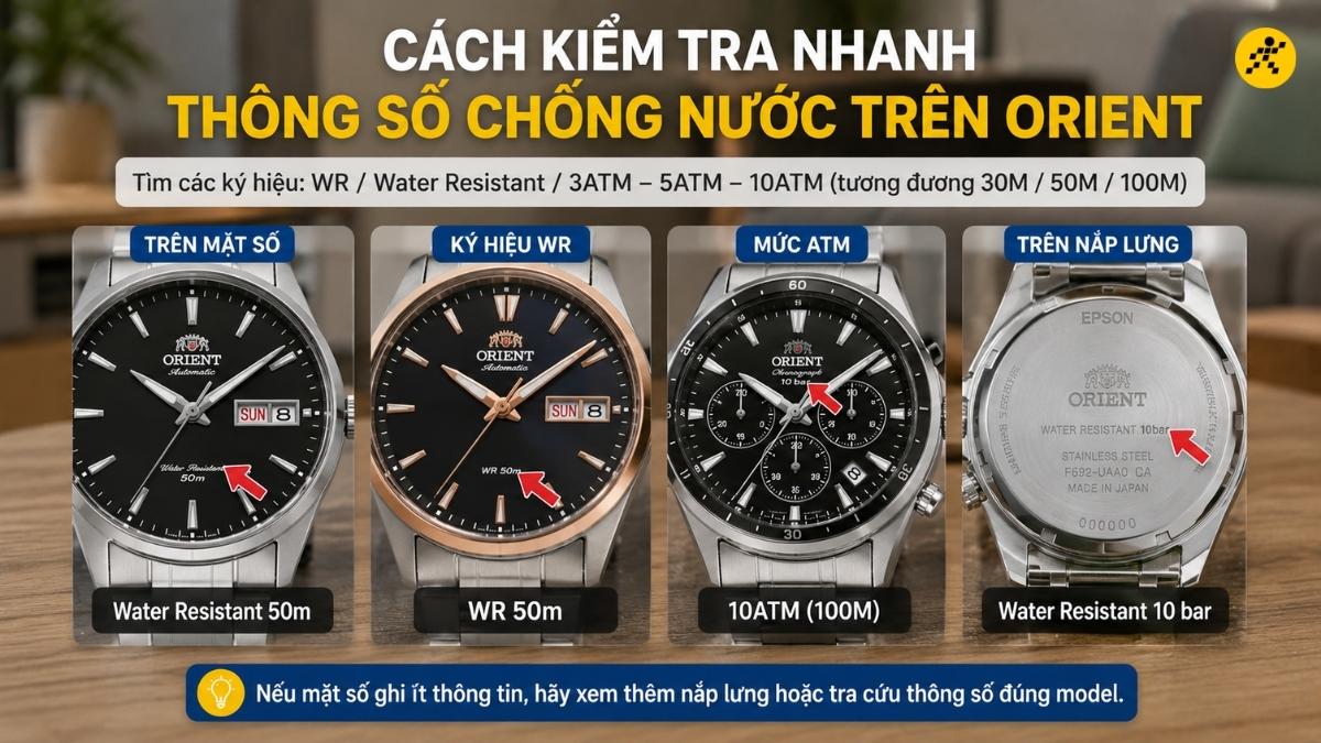 Cách kiểm tra nhanh thông số chống nước trên Orient Cách kiểm tra nhanh thông số chống nước trên Orient
