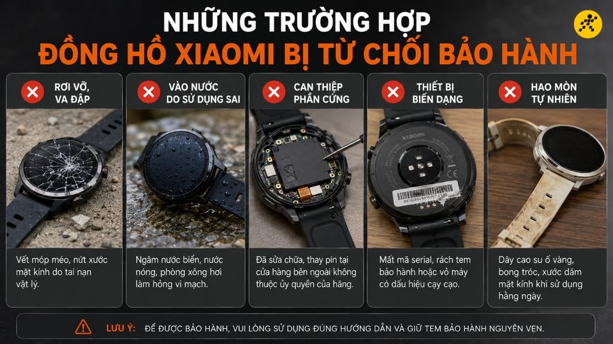 Những trường hợp đồng hồ Xiaomi bị từ chối bảo hành Những trường hợp đồng hồ Xiaomi bị từ chối bảo hành