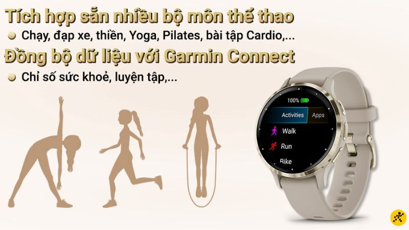 Garmin Venu 3S hỗ trợ sẵn nhiều bộ môn thể thao Garmin Venu 3S hỗ trợ sẵn nhiều bộ môn thể thao