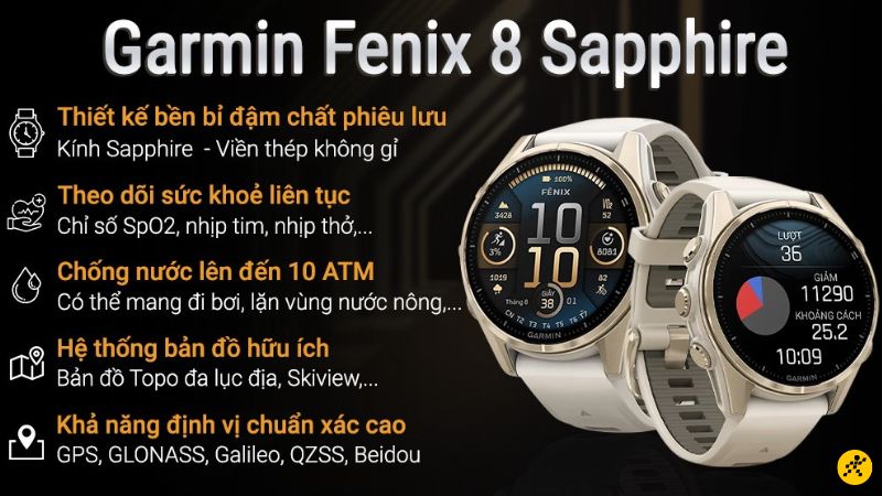Điểm nổi bật của đồng hồ Garmin Fenix 8 Điểm nổi bật của đồng hồ Garmin Fenix 8