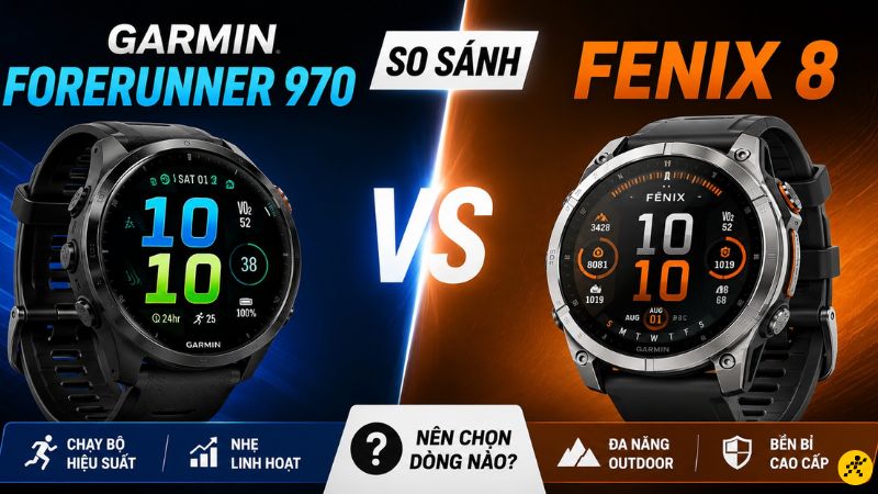Nên chọn mua Garmin Forerunner 970 hay Fenix 8 Nên chọn mua Garmin Forerunner 970 hay Fenix 8