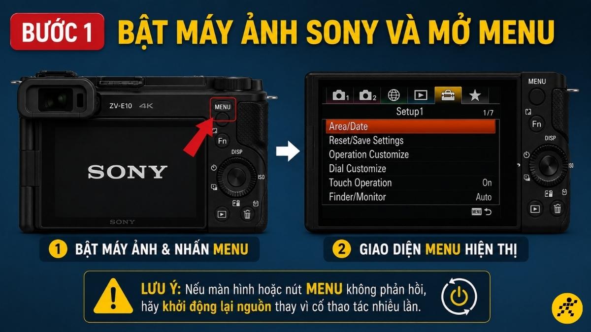 Bật máy và mở MENU Bật máy và mở MENU
