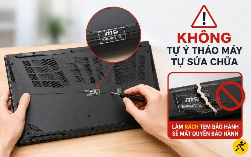 Không tự ý tháo máy tự sửa chữa khi còn bảo hành Không tự ý tháo máy tự sửa chữa khi còn bảo hành