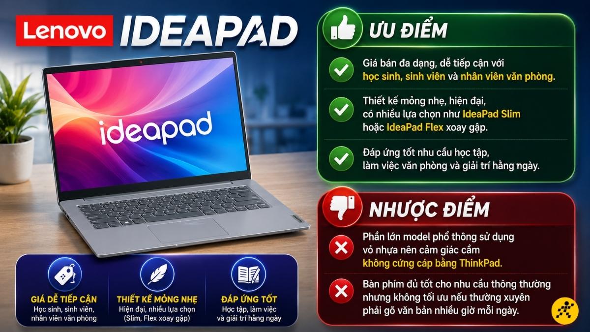 Ưu điểm và hạn chế Lenovo IdeaPad Ưu điểm và hạn chế Lenovo IdeaPad