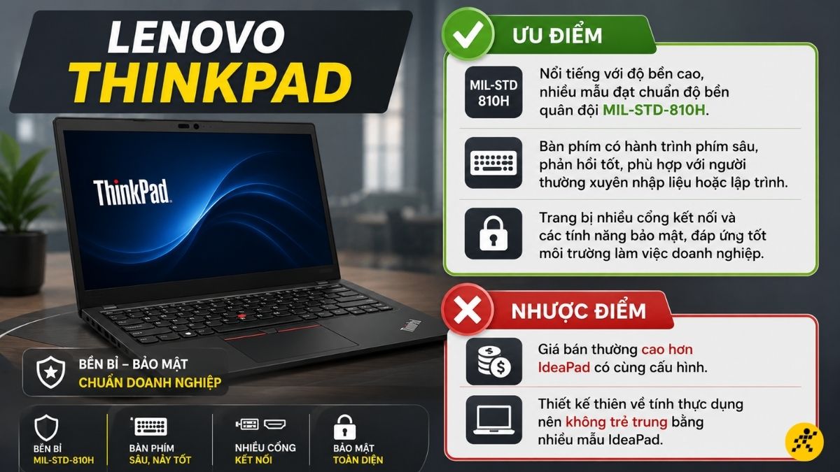 Ưu điểm và hạn chế Lenovo ThinkPad Ưu điểm và hạn chế Lenovo ThinkPad