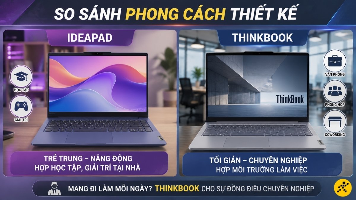 Thiết kế vỏ máy giữa IdeaPad với ThinkBook Thiết kế vỏ máy giữa IdeaPad với ThinkBook