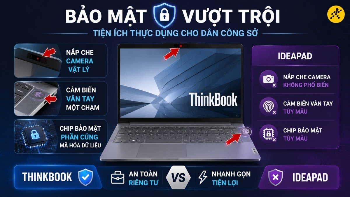Hệ thống bảo mật vượt trội trên ThinkBook Hệ thống bảo mật vượt trội trên ThinkBook