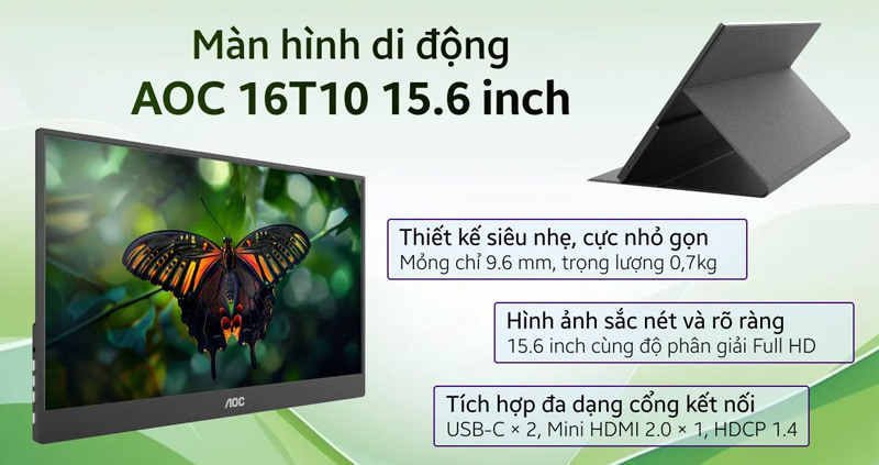 AOC 16T10 cho nhu cầu học tập và làm việc cơ bản AOC 16T10 cho nhu cầu học tập và làm việc cơ bản