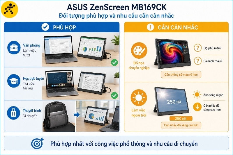 Sản phẩm phù hợp hơn với công việc phổ thông, học tập và người thường xuyên di chuyển Sản phẩm phù hợp hơn với công việc phổ thông, học tập và người thường xuyên di chuyển
