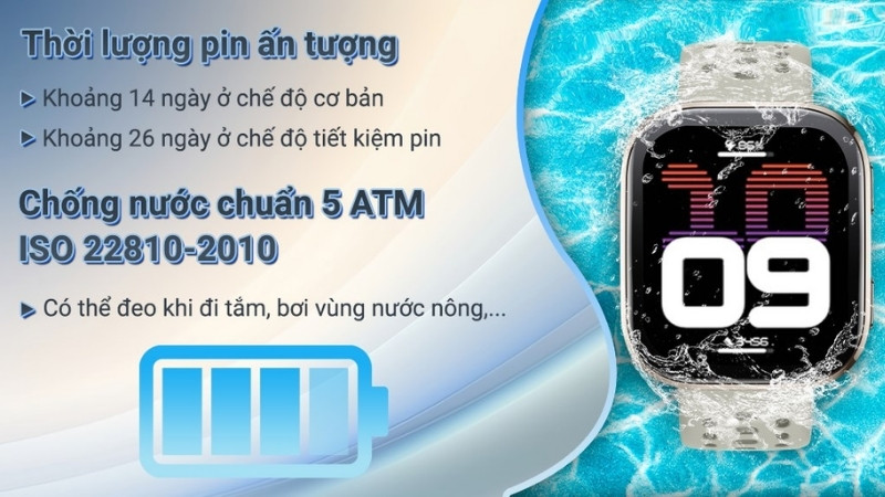 Amazfit Bip 6 thể hiện sự bền bỉ tuyệt vời với viên pin 340 mAh Amazfit Bip 6 thể hiện sự bền bỉ tuyệt vời với viên pin 340 mAh