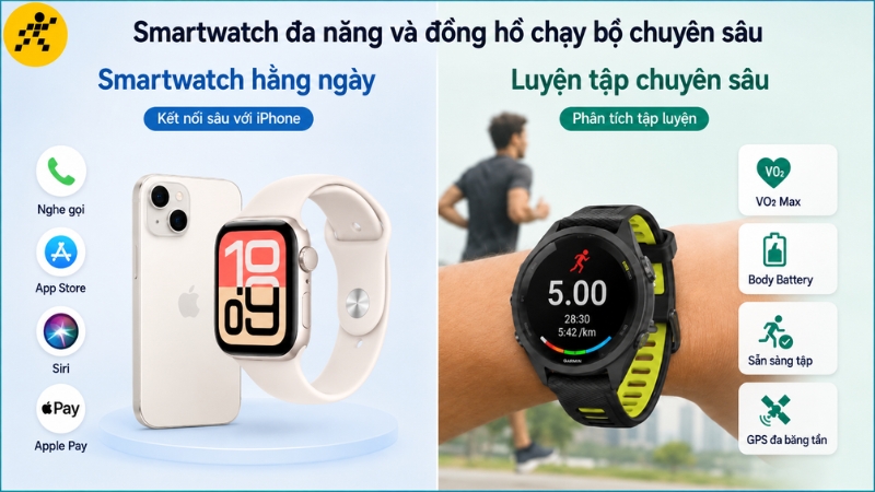 Apple Watch SE mạnh về tiện ích thông minh, còn Garmin Forerunner 265S tập trung vào dữ liệu chạy bộ và phục hồi Apple Watch SE mạnh về tiện ích thông minh, còn Garmin Forerunner 265S tập trung vào dữ liệu chạy bộ và phục hồi