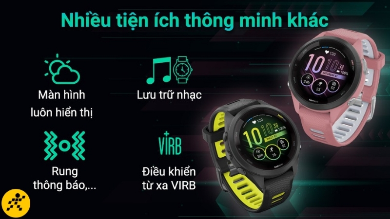 Forerunner 265S có pin khoảng 15 ngày và khoảng 24 giờ khi sử dụng GPS Forerunner 265S có pin khoảng 15 ngày và khoảng 24 giờ khi sử dụng GPS