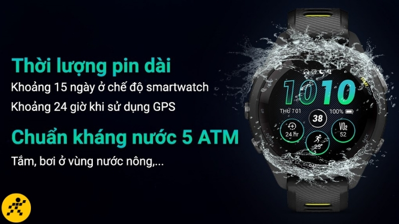 Forerunner 265S có pin khoảng 15 ngày, trong khi Vivoactive 6 có pin khoảng 11 ngày Forerunner 265S có pin khoảng 15 ngày, trong khi Vivoactive 6 có pin khoảng 11 ngày