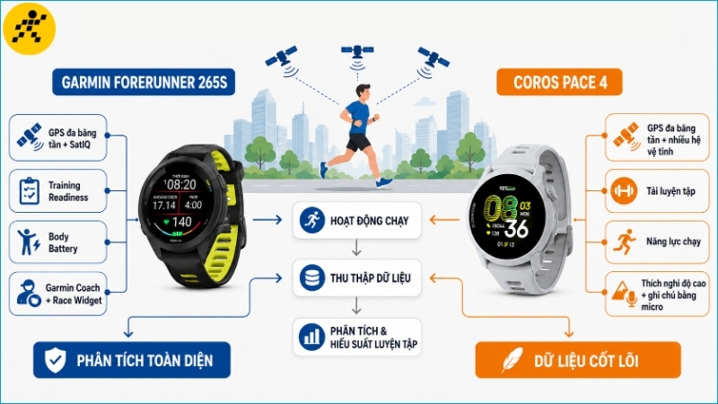 Forerunner 265S có Training Readiness và Garmin Coach, trong khi Coros Pace 4 có EvoLab và micro ghi chú Forerunner 265S có Training Readiness và Garmin Coach, trong khi Coros Pace 4 có EvoLab và micro ghi chú
