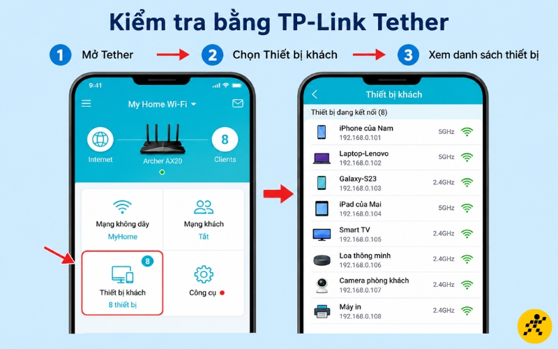Mở mục Clients khi đăng nhập TP-Link Tether Mở mục Clients khi đăng nhập TP-Link Tether