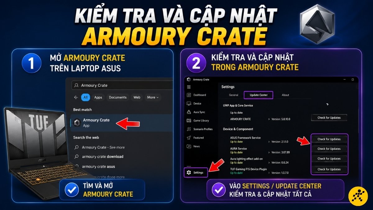 Kiểm tra và cập nhật Armoury Crate Kiểm tra và cập nhật Armoury Crate