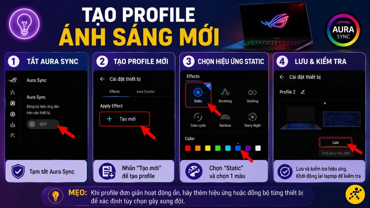 Tạo profile ánh sáng mới Tạo profile ánh sáng mới
