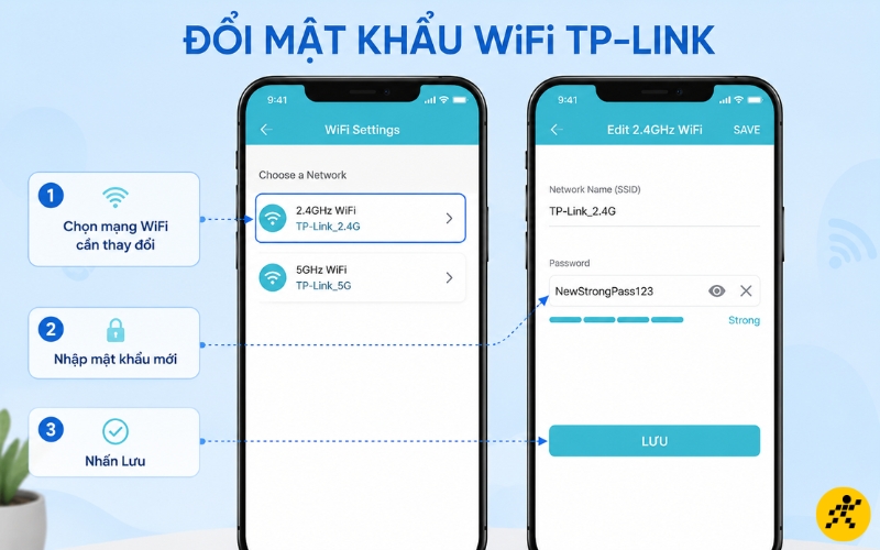 Thực hiện đổi mật khẩu mới và nhấn Lưu Thực hiện đổi mật khẩu mới và nhấn Lưu