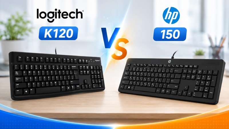 N&ecirc;n mua b&agrave;n ph&iacute;m Logitech K120 hay HP 150?