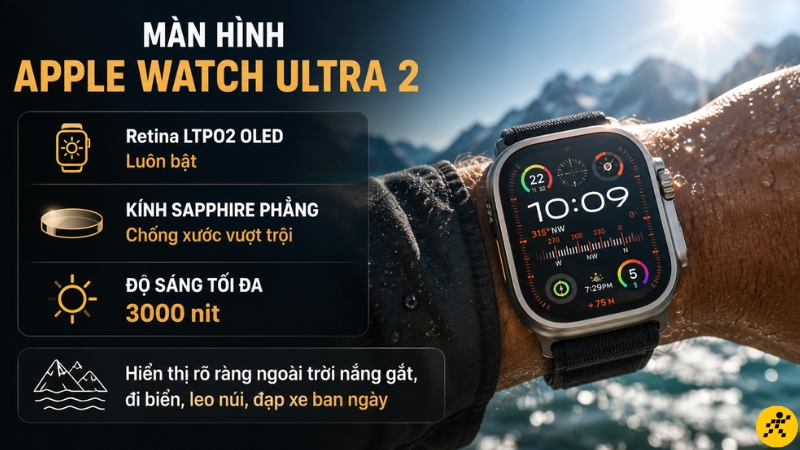 Apple Watch Ultra 2 chiếm ưu thế r&otilde; rệt nhờ tấm nền Retina