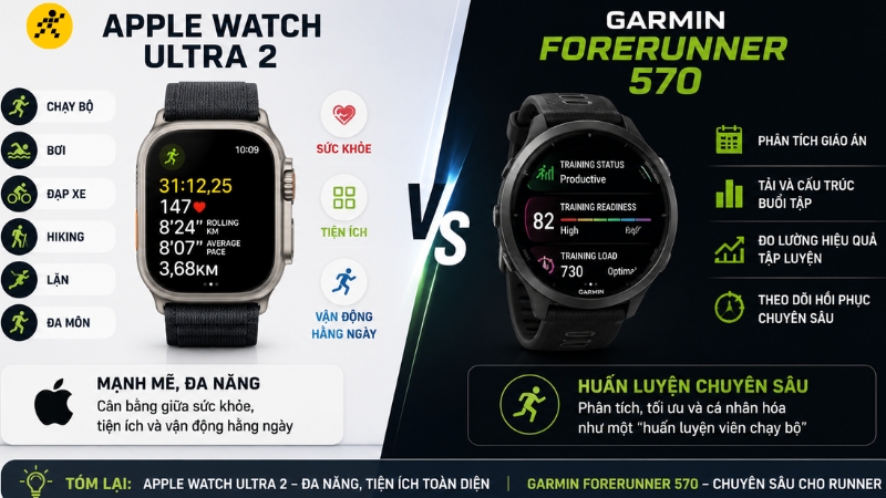 Garmin Forerunner 570 c&oacute; nhiều t&iacute;nh năng hỗ trợ chuy&ecirc;n s&acirc;u hơn cho runner