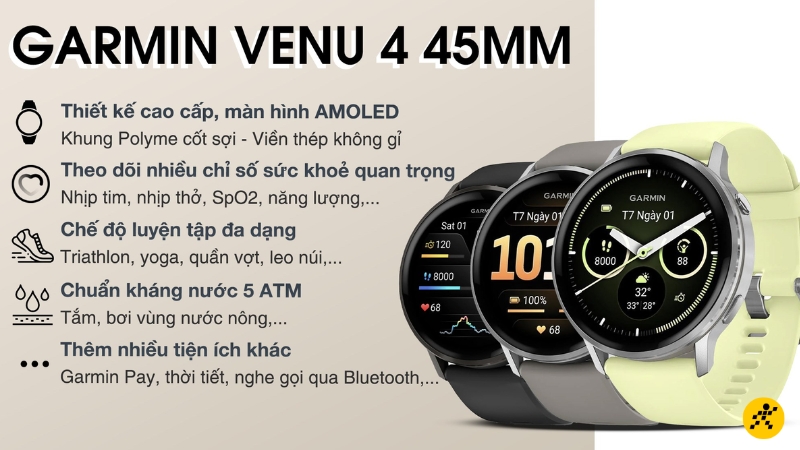 Đặc điểm nổi bật của đồng hồ Garmin Venu 4 Đặc điểm nổi bật của đồng hồ Garmin Venu 4