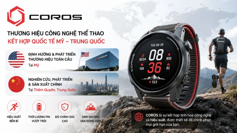 COROS là thương hiệu đồng hồ thể thao có sự kết hợp quốc tế giữa Mỹ và Trung Quốc COROS là thương hiệu đồng hồ thể thao có sự kết hợp quốc tế giữa Mỹ và Trung Quốc