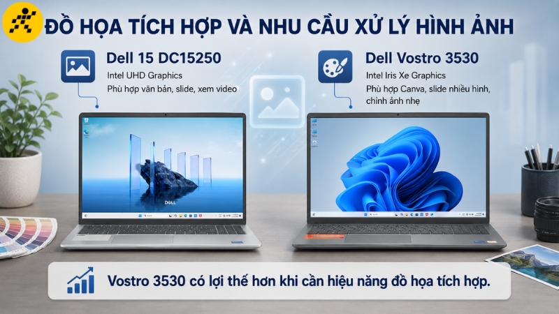 Vostro 3530: c&oacute; Iris Xe cho đồ họa nhẹ, Dell 15 ph&ugrave; hợp t&aacute;c vụ văn ph&ograve;ng cơ bản