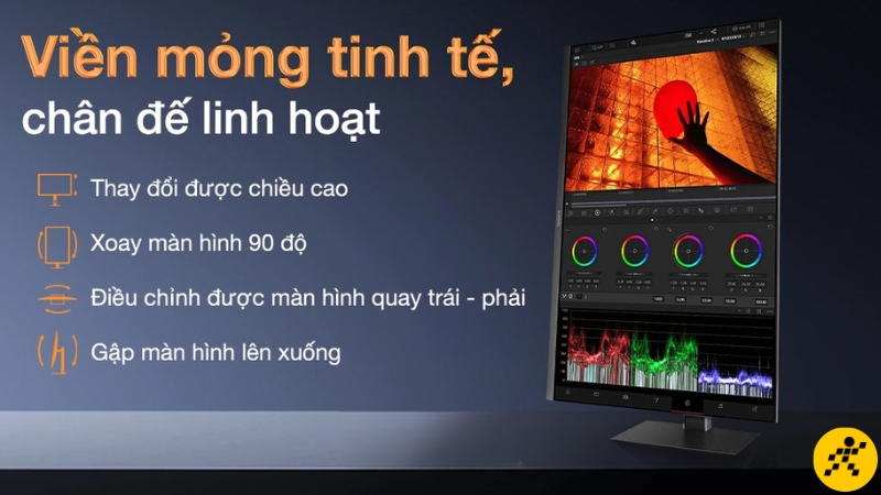 Ngàm VESA và vị trí phù hợp giúp tối ưu tư thế, mở rộng không gian bàn làm việc Ngàm VESA và vị trí phù hợp giúp tối ưu tư thế, mở rộng không gian bàn làm việc
