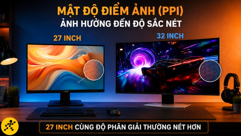 Mật độ điểm ảnh cao giúp chữ, biểu tượng cùng chi tiết nhỏ hiển thị sắc nét hơn Mật độ điểm ảnh cao giúp chữ, biểu tượng cùng chi tiết nhỏ hiển thị sắc nét hơn