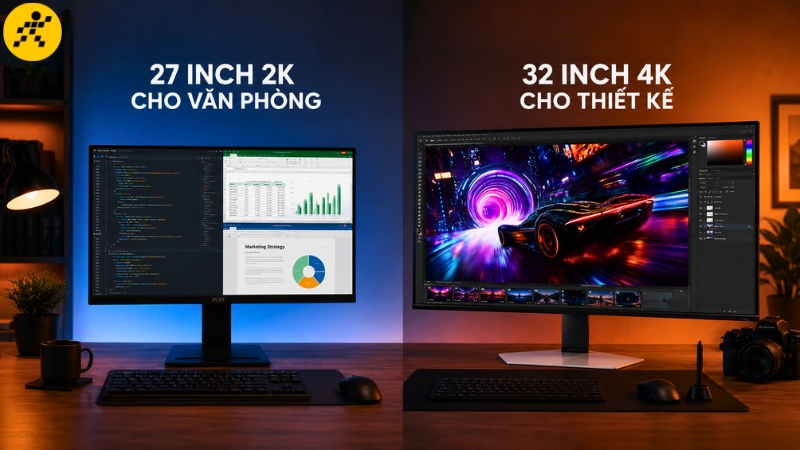 Màn hình 27 inch hợp văn phòng, 32 inch 4K tối ưu thiết kế và đa nhiệm hiệu quả Màn hình 27 inch hợp văn phòng, 32 inch 4K tối ưu thiết kế và đa nhiệm hiệu quả