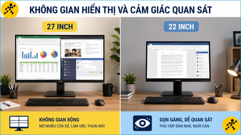 Đo chiều sâu bàn để chọn màn hình 22 hay 27 inch phù hợp, thoải mái khi sử dụng Đo chiều sâu bàn để chọn màn hình 22 hay 27 inch phù hợp, thoải mái khi sử dụng
