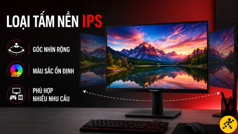 Tấm nền IPS: cho góc nhìn rộng, màu ổn định nhưng cần xét chất lượng từng model Tấm nền IPS: cho góc nhìn rộng, màu ổn định nhưng cần xét chất lượng từng model