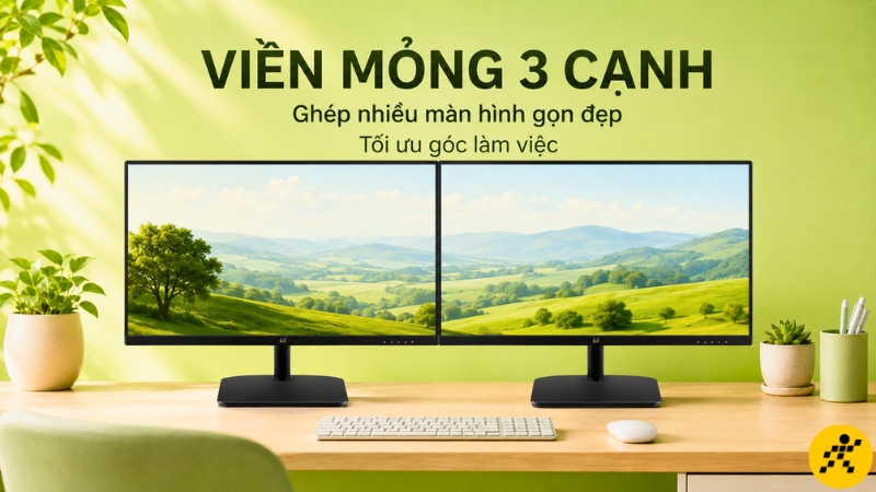 Viền mỏng ba cạnh giúp ghép đôi màn hình gọn, đẹp, tối ưu góc làm việc hiện đại Viền mỏng ba cạnh giúp ghép đôi màn hình gọn, đẹp, tối ưu góc làm việc hiện đại
