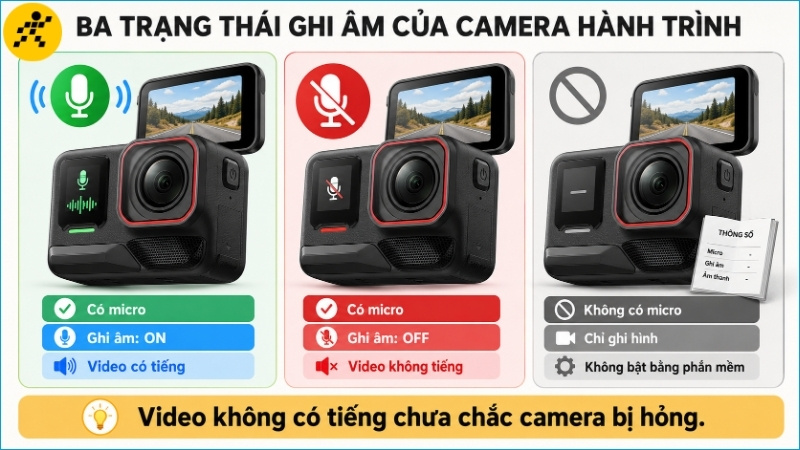 Camera có thể đang ghi âm, bị tắt micro hoặc không được trang bị micro từ phần cứng Camera có thể đang ghi âm, bị tắt micro hoặc không được trang bị micro từ phần cứng