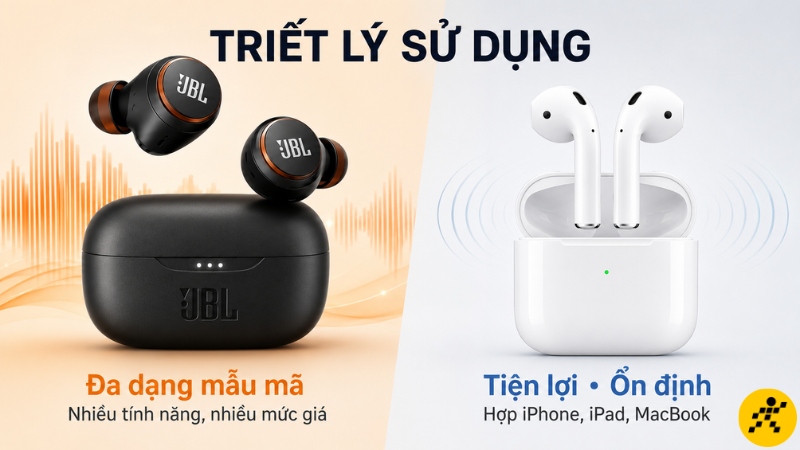 AirPods kết nối liền mạch với Apple, còn JBL đa dạng kiểu dáng, tính năng và giá AirPods kết nối liền mạch với Apple, còn JBL đa dạng kiểu dáng, tính năng và giá