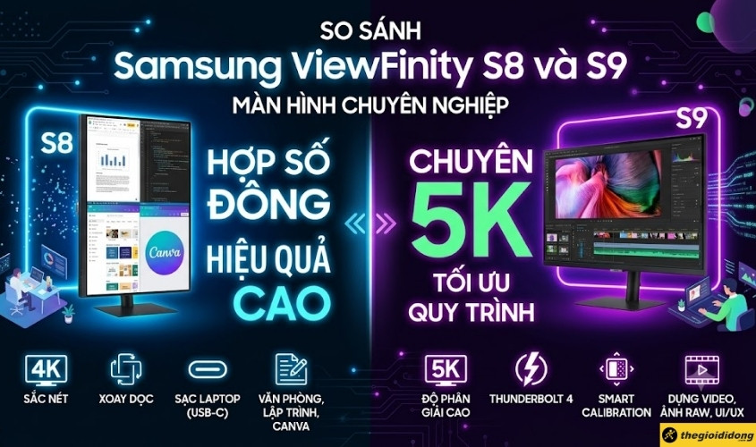 So sánh chi tiết Samsung ViewFinity S8 và Samsung ViewFinity S9 So sánh chi tiết Samsung ViewFinity S8 và Samsung ViewFinity S9