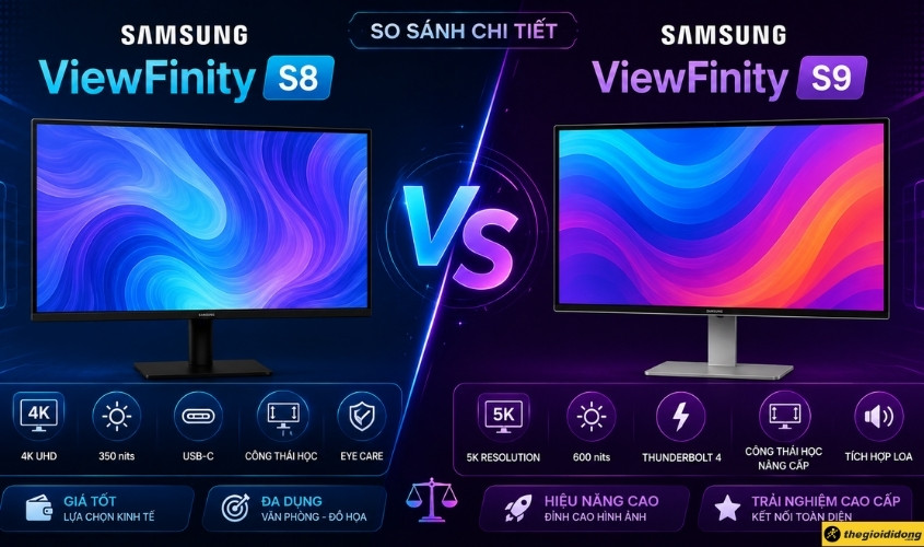 Nên mua Samsung ViewFinity S8 hay Samsung ViewFinity S9 Nên mua Samsung ViewFinity S8 hay Samsung ViewFinity S9