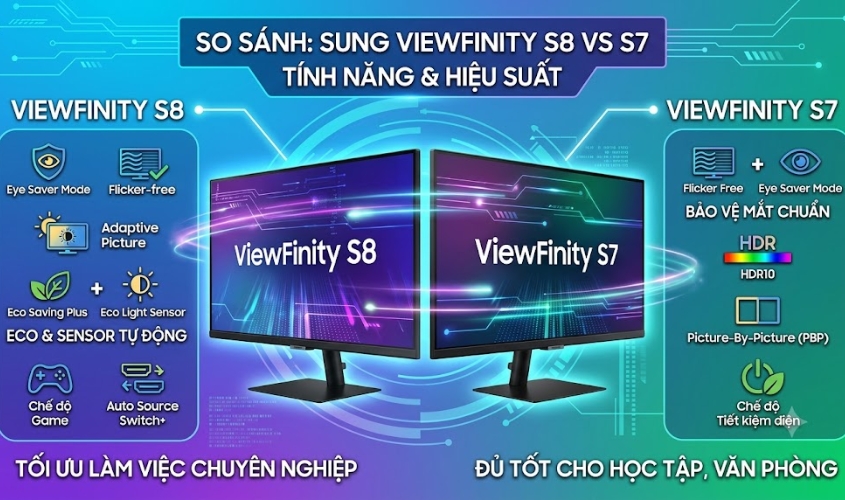 So sánh công nghệ bảo vệ mắt trên ViewFinity S8 và S7 So sánh công nghệ bảo vệ mắt trên ViewFinity S8 và S7