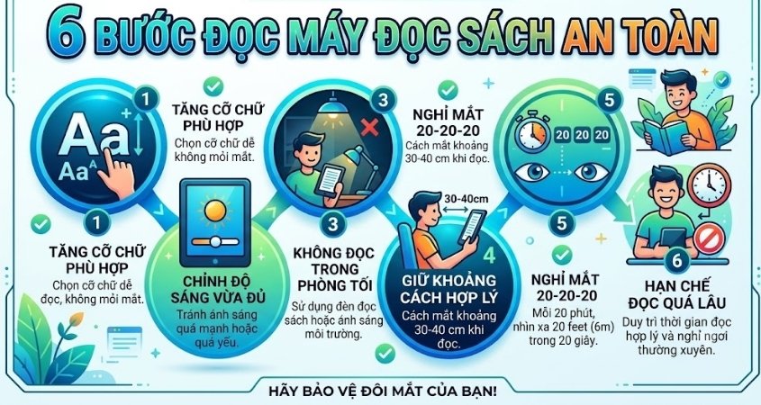 Cách bảo vệ mắt khi đọc máy đọc sách bằng quy tắc 20-20-20 Cách bảo vệ mắt khi đọc máy đọc sách bằng quy tắc 20-20-20