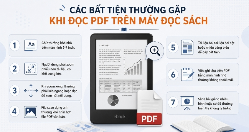 Những bất tiện thường gặp khi đọc PDF trên máy đọc sách Những bất tiện thường gặp khi đọc PDF trên máy đọc sách