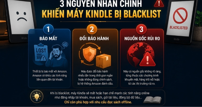 Nguyên nhân khiến máy Kindle bị blacklist Nguyên nhân khiến máy Kindle bị blacklist