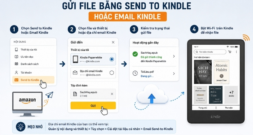 Cách dùng Send to Kindle để gửi sách nhanh hơn Cách dùng Send to Kindle để gửi sách nhanh hơn